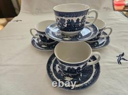 Johnson Brothers Blue Willow Tea Pot Set 1883 Green Stamp Immaculate & Mint
