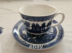 Johnson Brothers Blue Willow Tea Pot Set 1883 Green Stamp Immaculate & Mint