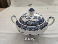 Johnson Brothers Blue Willow Tea Pot Set 1883 Green Stamp Immaculate & Mint
