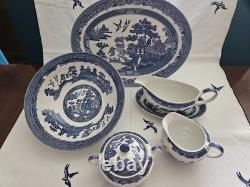 Johnson Brothers Blue Willow Vintage 7 Pc Serve Set1883 Green Stampnew Mint