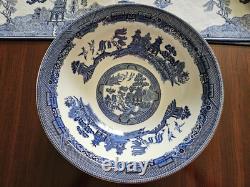 Johnson Brothers Blue Willow Vintage 7 Pc Serve Set1883 Green Stampnew Mint