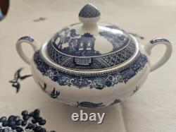 Johnson Brothers Blue Willow Vintage 7 Pc Serve Set1883 Green Stampnew Mint