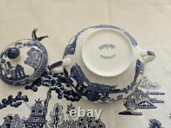 Johnson Brothers Blue Willow Vintage 7 Pc Serve Set1883 Green Stampnew Mint