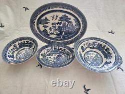Johnson Brothers Blue Willow Vintage Large Service Platter & Bowls Blue Mark