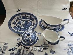 Johnson Brothers Blue Willow Vintage-sugar/creamer/ Gravy Boat/underplate/bowl
