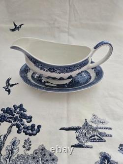 Johnson Brothers Blue Willow Vintage-sugar/creamer/ Gravy Boat/underplate/bowl
