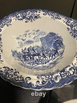 Johnson Brothers COACHING SCENES Blue & White Covered Dish