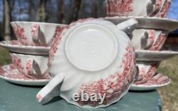 Johnson Brothers China 6 Historic Cream Soup Double Handled Bowls & 5 Saucers