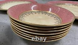 Johnson Brothers China JB298 Pink + Gold Art Deco Pattern 27 Pieces