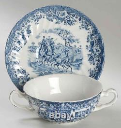 Johnson Brothers Coaching Scenes Blue Cream Soup & Saucer 1194714