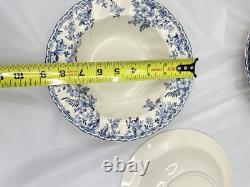 Johnson Brothers Devon Cottage Pasta Bowls Set of 10 Blue White Floral 8.75