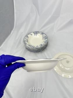 Johnson Brothers Devon Cottage Pasta Bowls Set of 10 Blue White Floral 8.75