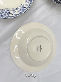 Johnson Brothers Devon Cottage Pasta Bowls Set of 10 Blue White Floral 8.75