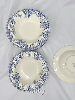 Johnson Brothers Devon Cottage Pasta Bowls Set of 10 Blue White Floral 8.75