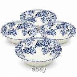 Johnson Brothers Devon Cottage Salad Bowls Set of 4 Blue White Floral 8