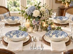 Johnson Brothers Devon Cottage Salad Bowls Set of 4 Blue White Floral 8