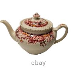Johnson Brothers Devonshire Red Multicolor Teapot & Lid #118579 Rare