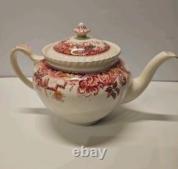 Johnson Brothers Devonshire Red Multicolor Teapot & Lid #118579 Rare