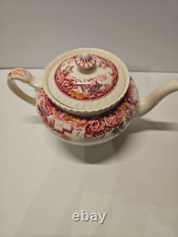 Johnson Brothers Devonshire Red Multicolor Teapot & Lid #118579 Rare