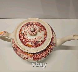 Johnson Brothers Devonshire Red Multicolor Teapot & Lid #118579 Rare