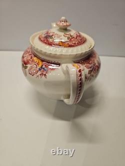 Johnson Brothers Devonshire Red Multicolor Teapot & Lid #118579 Rare