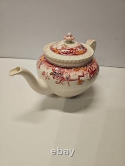 Johnson Brothers Devonshire Red Multicolor Teapot & Lid #118579 Rare
