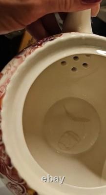 Johnson Brothers Devonshire Red Multicolor Teapot & Lid #118579 Rare