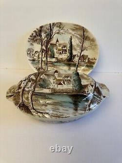 Johnson Brothers Dream Town Covered Casserole Dish And Oval Serving Plate