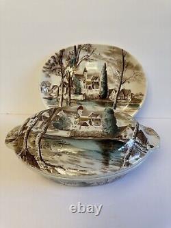 Johnson Brothers Dream Town Covered Casserole Dish And Oval Serving Plate