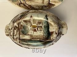 Johnson Brothers Dream Town Covered Casserole Dish And Oval Serving Plate