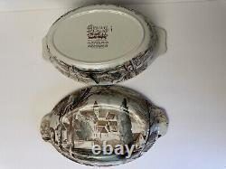 Johnson Brothers Dream Town Covered Casserole Dish And Oval Serving Plate