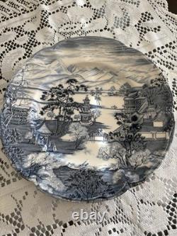 Johnson Brothers Enchanted Garden 10 Blue & White Dinner Plates -Set Of 4