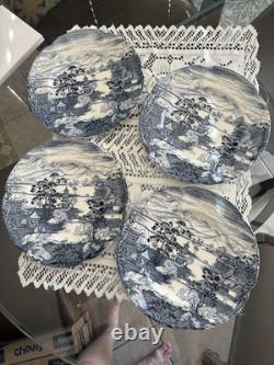 Johnson Brothers Enchanted Garden 10 Blue & White Dinner Plates -Set Of 4