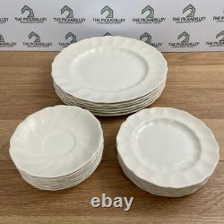 Johnson Brothers England Cream White Scalloped Ironstone Dinnerware Plates 21 pc