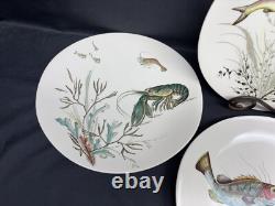 Johnson Brothers FISH (Cream) England Set of 4 Designs Oval Dinner Plates