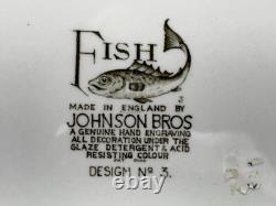 Johnson Brothers FISH (Cream) England Set of 4 Designs Oval Dinner Plates