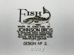 Johnson Brothers FISH (Cream) England Set of 4 Designs Oval Dinner Plates