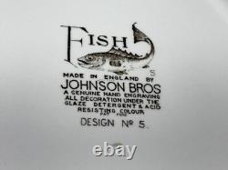 Johnson Brothers FISH (Cream) England Set of 4 Designs Oval Dinner Plates