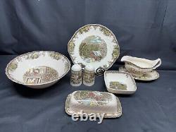 Johnson Brothers FRIENDLY VILLAGE England 9 PC. Serving Set Bowls, Plates++