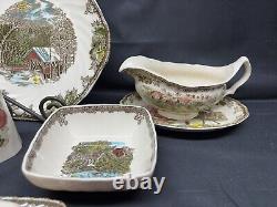 Johnson Brothers FRIENDLY VILLAGE England 9 PC. Serving Set Bowls, Plates++