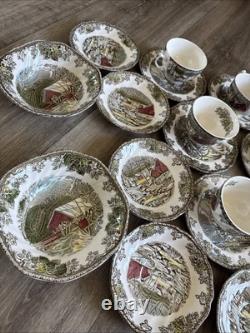 Johnson Brothers Friendly Village Dinnerware Set Vintage Bowls, Plates & Cups
