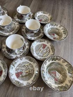 Johnson Brothers Friendly Village Dinnerware Set Vintage Bowls, Plates & Cups