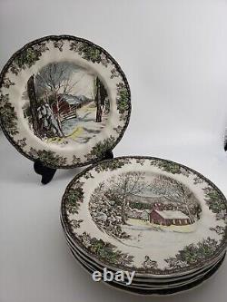 Johnson Brothers Friendly Village Sugar Maples & School House Dinner Plate Set 6