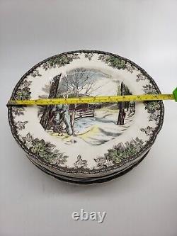 Johnson Brothers Friendly Village Sugar Maples & School House Dinner Plate Set 6