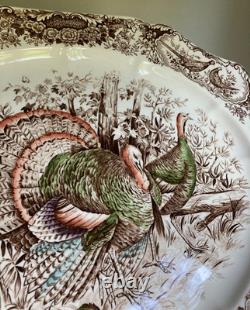 Johnson Brothers HTF 17 X 14 Wild Turkeys Native American Windsor Ware Platter