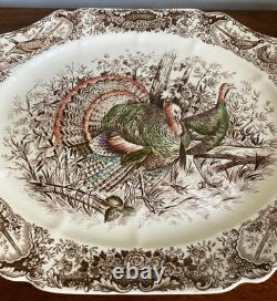Johnson Brothers HTF 17 X 14 Wild Turkeys Native American Windsor Ware Platter