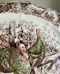 Johnson Brothers HTF 17 X 14 Wild Turkeys Native American Windsor Ware Platter