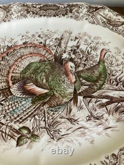 Johnson Brothers HTF 17 X 14 Wild Turkeys Native American Windsor Ware Platter