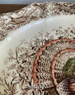 Johnson Brothers HTF 17 X 14 Wild Turkeys Native American Windsor Ware Platter