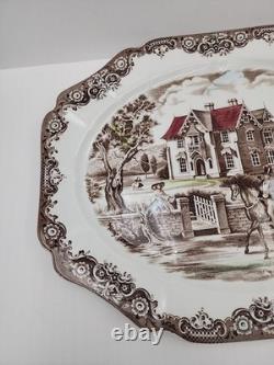 Johnson Brothers Heritage Hall Brown Multicolor 20 Serving Platter England Nice